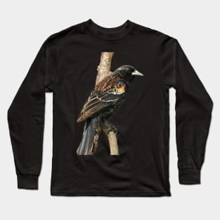 Red Winged Blackbird without background in image-choose red to display on store front Long Sleeve T-Shirt